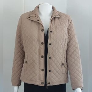 MISS ASHLEY by 26 International Beige Quilted Puffer Jacket Sz SP